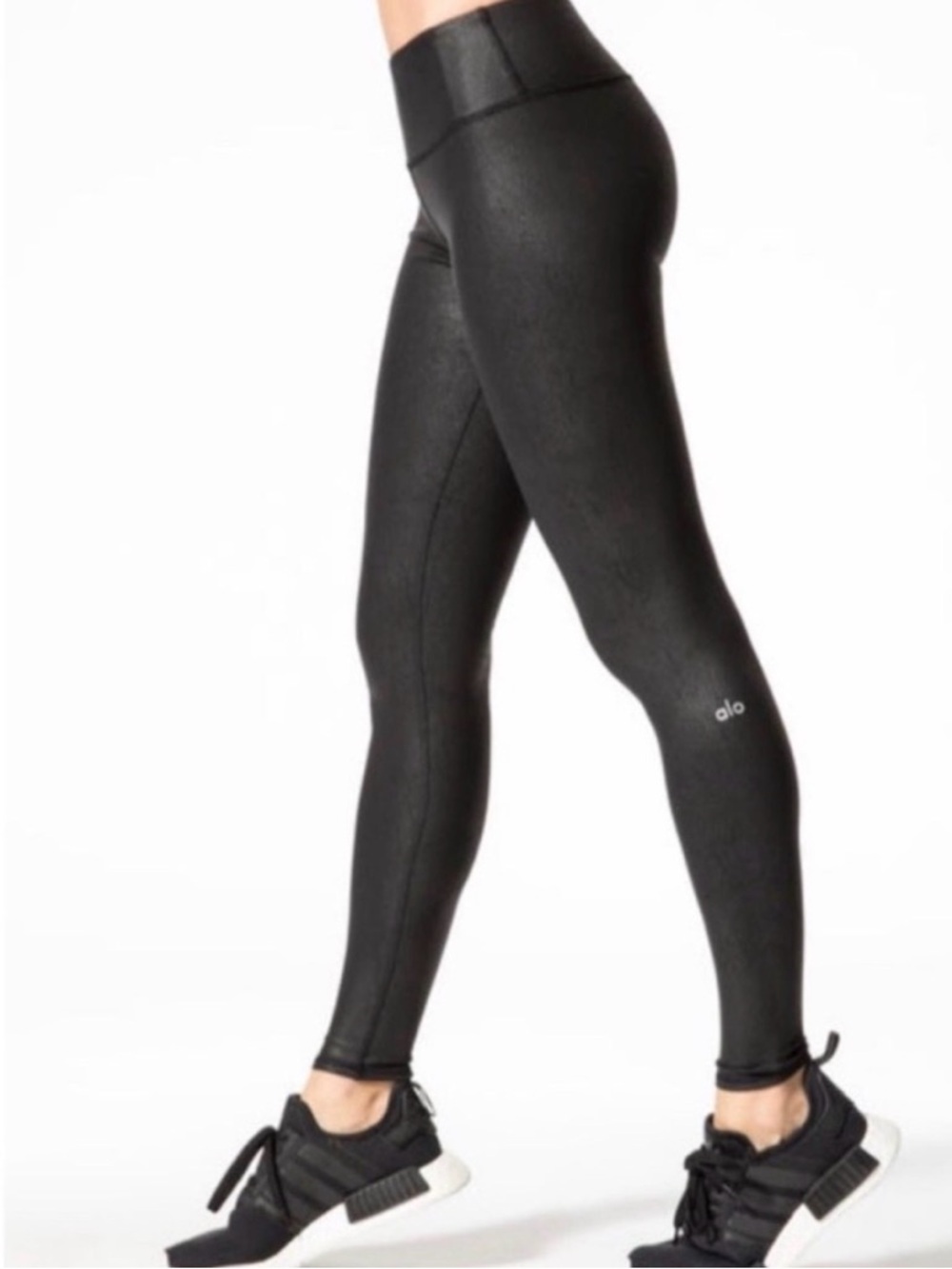 ALO Yoga Black High-Waist Leggings with Subtle Logo